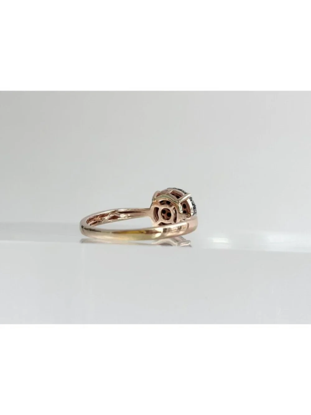 Black Spinel Pave Vermeil Gold Overlay Sterling Silver 925 Vintage Ring - sz 10